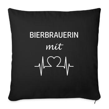 Bierbrauerin Bier Bierbrauerei Brauerin Brauen - Sofakissenbezug 45 x 45 cm - Schwarz - Vorne