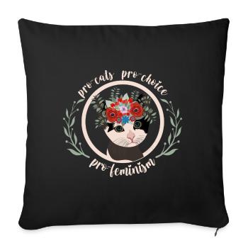 Cat lover Women's rights Cat feminism - Sofa pillowcase 17,3'' x 17,3'' (45 x 45 cm) - black - Front