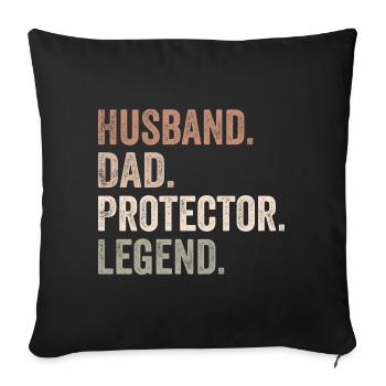 Husband Dad Protector Legend - Father's Day Gift - Housse de coussin décorative 45 x 45 cm - noir - Devant