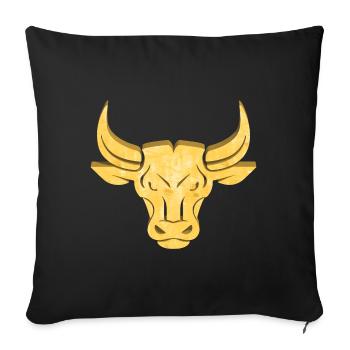 Taureau d’or | Signe du zodiaque Taureau - Housse de coussin décorative 45 x 45 cm - noir - Devant