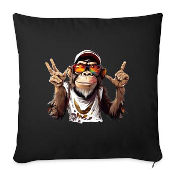 Streetart Affe Urban Rap Street Affe - Sofakissenbezug 45 x 45 cm - Schwarz - Vorne