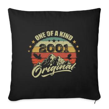 2001 Anniversaire vintage 2001 rétro né en 2001 - Housse de coussin décorative 45 x 45 cm - noir - Devant