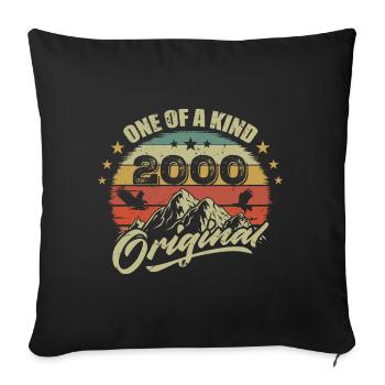 2000 Anniversaire vintage 2000 rétro né en 2000 - Housse de coussin décorative 45 x 45 cm - noir - Devant
