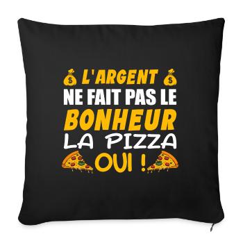 Money Doesn't Buy Happiness Pizza Yes - Sofa pillowcase 17,3'' x 17,3'' (45 x 45 cm) - black - Front