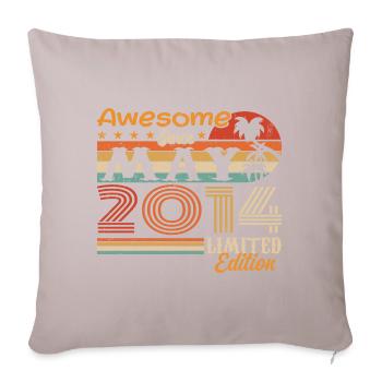 Mai 2014 - Millésime 2014 Anniversaire - Mai 2014 - Housse de coussin décorative 45 x 45 cm - taupe clair - Devant