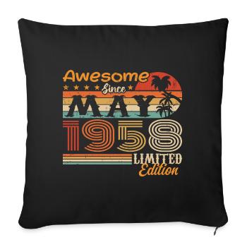 Mai 1958 - Millésime 1958 Jubilé - Mai 1958 - Housse de coussin décorative 45 x 45 cm - noir - Devant