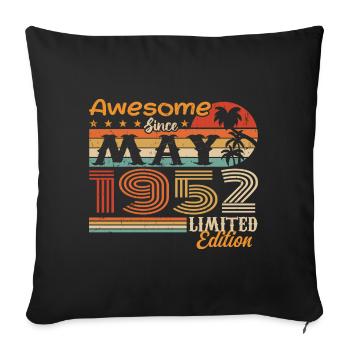 May 1952 - Vintage 1952 Jubilee - May 1952 - Sofa pillowcase 17,3'' x 17,3'' (45 x 45 cm) - black - Front