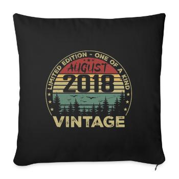 Jahrgang 2018 Millésime Août 2018 August 2018 Août - Sofakissenbezug 45 x 45 cm - Schwarz - Vorne