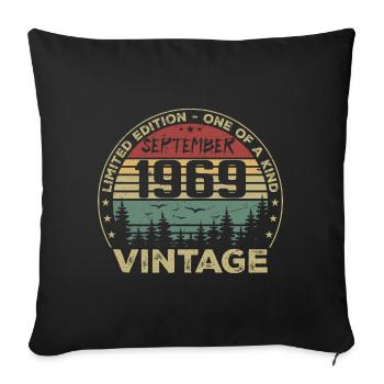 September 1969 Vintage Geburtstagsgeschenk 1969 - Sofakissenbezug 45 x 45 cm - Schwarz - Vorne
