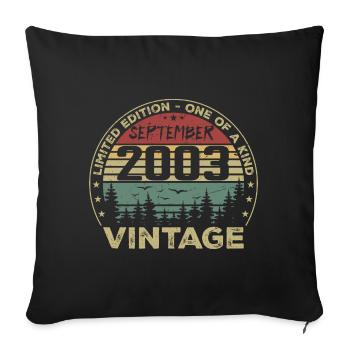 September 2003 Vintage Geburtstagsgeschenk 2003 - Sofakissenbezug 45 x 45 cm - Schwarz - Vorne