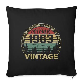 Anniversaire Millésime Fabriqué en Octobre 1963 - Housse de coussin décorative 45 x 45 cm - noir - Devant