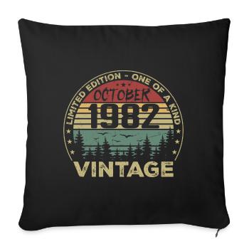 Anniversaire Millésime Fabriqué en Octobre 1982 - Housse de coussin décorative 45 x 45 cm - noir - Devant