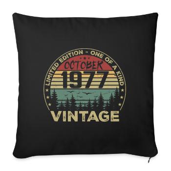 Anniversaire Millésime Fabriqué en Octobre 1977 - Housse de coussin décorative 45 x 45 cm - noir - Devant