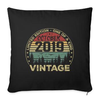 Vintage Anniversary Made in October 2019 - Sofa pillowcase 17,3'' x 17,3'' (45 x 45 cm) - black - Front