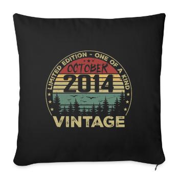 Vintage Anniversary Made in October 2014 - Sofa pillowcase 17,3'' x 17,3'' (45 x 45 cm) - black - Front