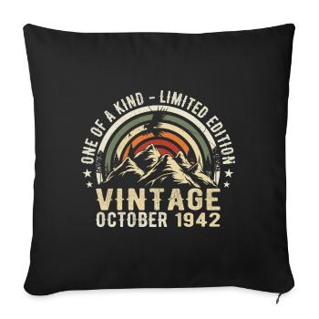 Anniversaire octobre 1942 - Born in October 1942 - Sofa pillowcase 17,3'' x 17,3'' (45 x 45 cm) - black - Front