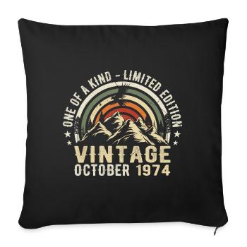 Anniversaire octobre 1974 - Born in October 1974 - Sofa pillowcase 17,3'' x 17,3'' (45 x 45 cm) - black - Front