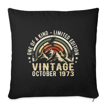Anniversaire Octobre 1973 - Born in October 1973 - Housse de coussin décorative 45 x 45 cm - noir - Devant