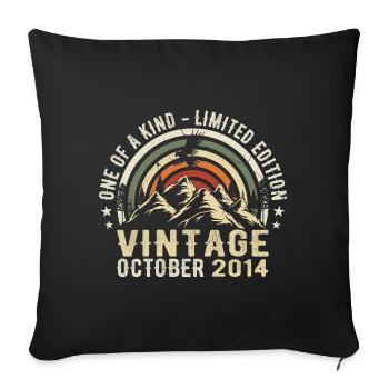 Anniversaire Octobre 2014 - Born in October 2014 - Housse de coussin décorative 45 x 45 cm - noir - Devant