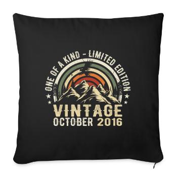 Anniversaire Octobre 2016 - Born in October 2016 - Housse de coussin décorative 45 x 45 cm - noir - Devant