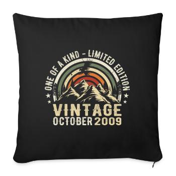Anniversaire octobre 2009 - Born in October 2009 - Sofa pillowcase 17,3'' x 17,3'' (45 x 45 cm) - black - Front