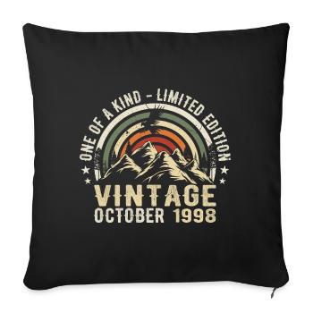 Anniversaire Octobre 1998 - Born in October 1998 - Housse de coussin décorative 45 x 45 cm - noir - Devant