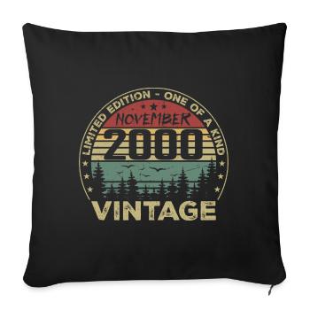 November 2000 Vintage Gift - Born November 2000 - Sofa pillowcase 17,3'' x 17,3'' (45 x 45 cm) - black - Front