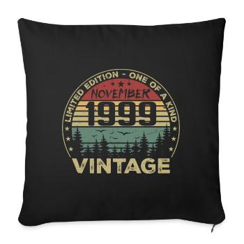 Novembre 1999 Cadeau Vintage - Né en Novembre 1999 - Housse de coussin décorative 45 x 45 cm - noir - Devant