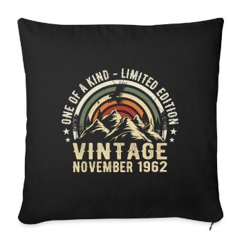 Anniversaire novembre 1962 - Cadeau Novembre 1962 - Housse de coussin décorative 45 x 45 cm - noir - Devant