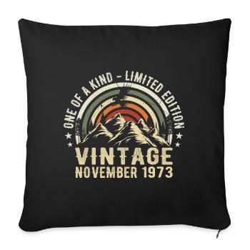 Anniversaire novembre 1973 - Cadeau Novembre 1973 - Housse de coussin décorative 45 x 45 cm - noir - Devant