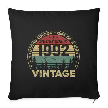 Cadeau D'anniversaire Décembre 1992 Vintage Rétro - Housse de coussin décorative 45 x 45 cm - noir - Devant