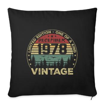 Cadeau D'anniversaire Décembre 1978 Vintage Rétro - Housse de coussin décorative 45 x 45 cm - noir - Devant