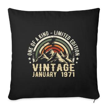 January 1971 Birthday Gift - Original 54 Years - Sofa pillowcase 17,3'' x 17,3'' (45 x 45 cm) - black - Front