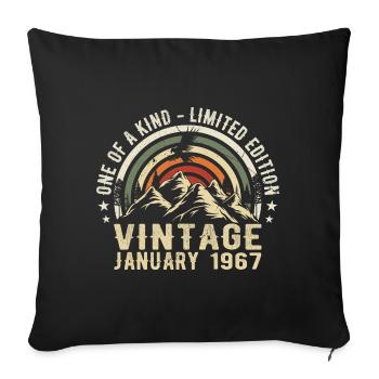 January 1967 Birthday Gift - Original 58 Years - Sofa pillowcase 17,3'' x 17,3'' (45 x 45 cm) - black - Front