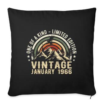 January 1966 Birthday Gift - Original 59 Years - Sofa pillowcase 17,3'' x 17,3'' (45 x 45 cm) - black - Front