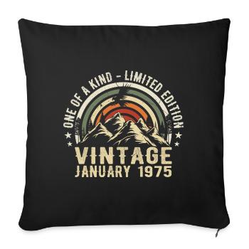 Cadeau Anniversaire Janvier 1975 - Original 50 Ans - Housse de coussin décorative 45 x 45 cm - noir - Devant