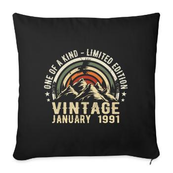 January 1991 Birthday Gift - Original 34 Years - Sofa pillowcase 17,3'' x 17,3'' (45 x 45 cm) - black - Front