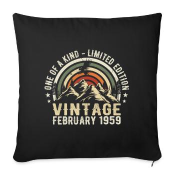 Birthday - February Gift Vintage February 1959 - Sofa pillowcase 17,3'' x 17,3'' (45 x 45 cm) - black - Front