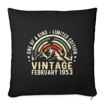 Birthday - February Gift Vintage February 1953 - Sofa pillowcase 17,3'' x 17,3'' (45 x 45 cm) - black - Front