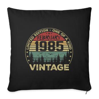 Rétro Février 1985 Cadeau Vintage Février 1985 - Housse de coussin décorative 45 x 45 cm - noir - Devant