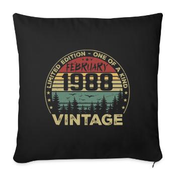 Rétro Février 1988 Cadeau Vintage Février 1988 - Housse de coussin décorative 45 x 45 cm - noir - Devant