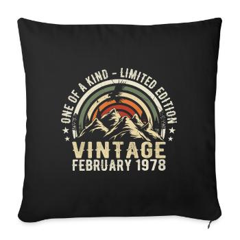 Anniversaire - février Cadeau Vintage février 1978 - Housse de coussin décorative 45 x 45 cm - noir - Devant