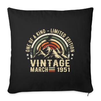 Born in March 1951 - Born in march 1951 - Sofa pillowcase 17,3'' x 17,3'' (45 x 45 cm) - black - Front