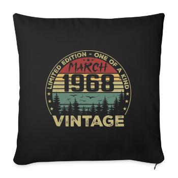März 1968 - Bestes Geburtstagsgeschenk März 1968 - Sofakissenbezug 45 x 45 cm - Schwarz - Vorne