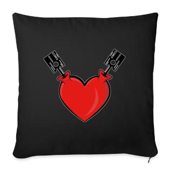 Heart Engine Piston 4 stroke car gift tuning car - Sofa pillowcase 17,3'' x 17,3'' (45 x 45 cm) - black - Front