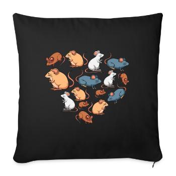 Herz Mäuse Maus - Sofakissenbezug 45 x 45 cm - Schwarz - Vorne