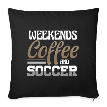 Week-ends Café et soccer Maman dit - Housse de coussin décorative 45 x 45 cm - noir - Devant