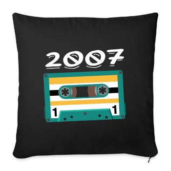 Cassette 2007 Vintage Anniversaire 2007 - Housse de coussin décorative 45 x 45 cm - noir - Devant