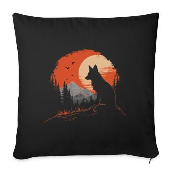 Fox Head Woodland Animal Nature Trees Baby Fox - Sofa pillowcase 17,3'' x 17,3'' (45 x 45 cm) - black - Front