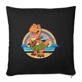 Dinosaurier spielt Gitarre unterm Regenbogen - Sofakissenbezug 45 x 45 cm - Schwarz - Vorne